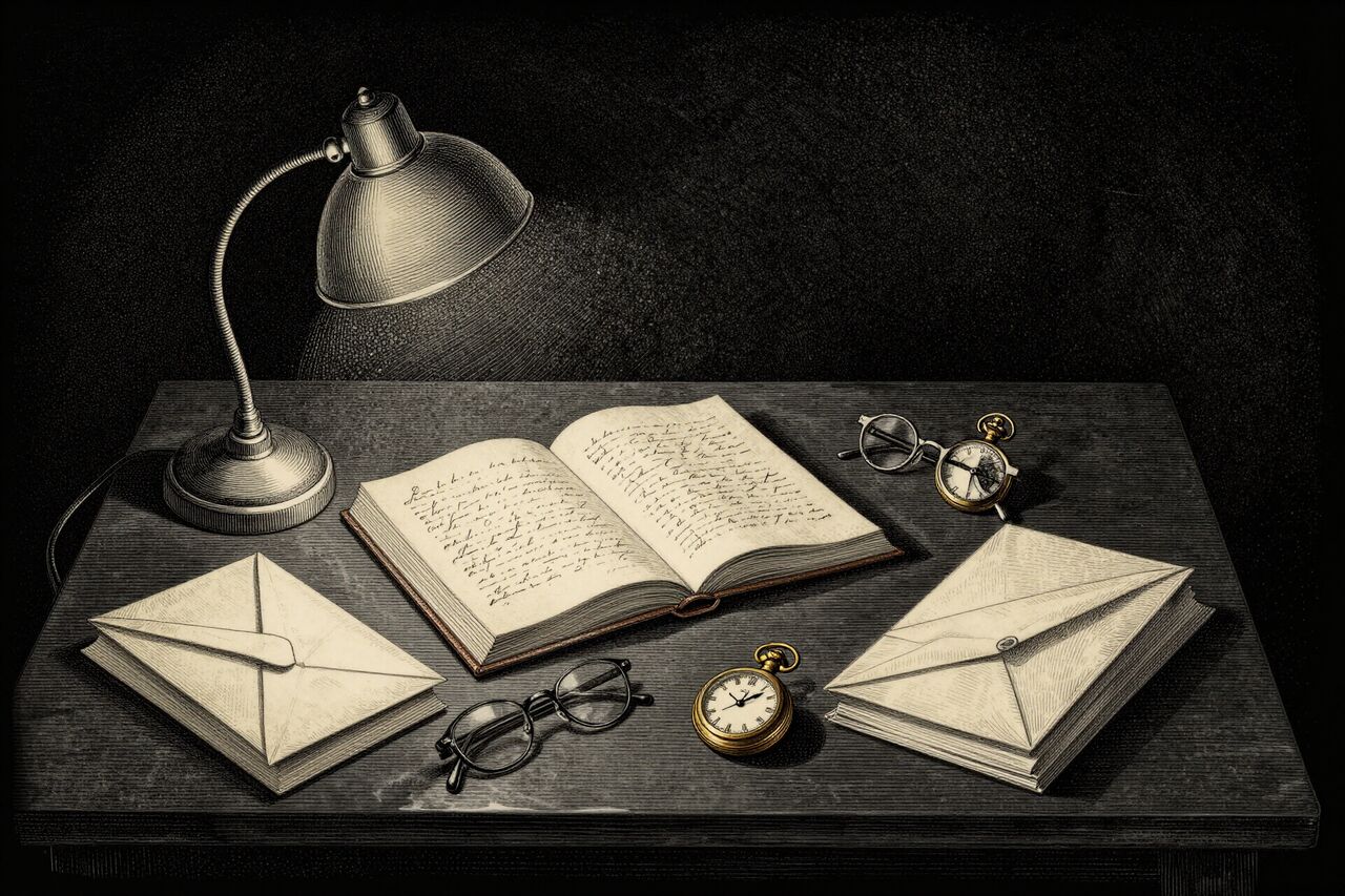 Engraved writing desk with an open readiness dossier